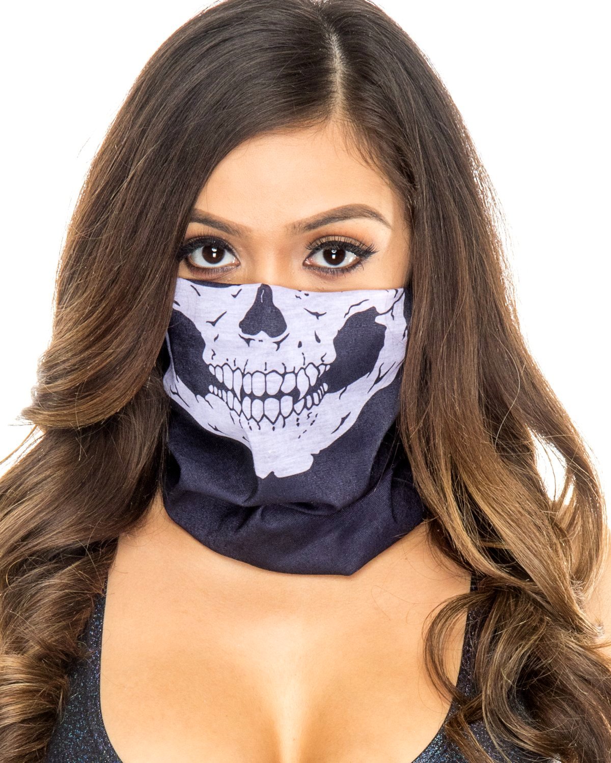 Black Skull Face Mask -  rave wear, rave outfits, edc, booty shorts
