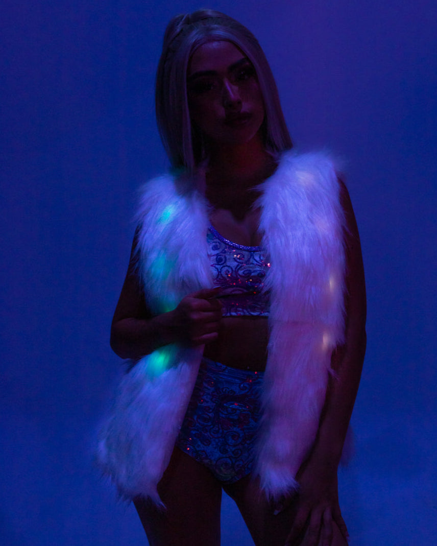 Multicolor LED Faux Fur Vest
