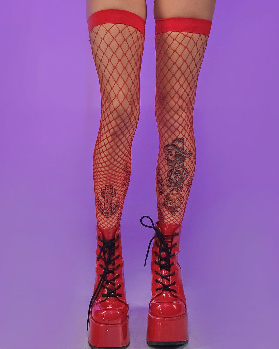 Diamond Fishnet Thigh High - Rave Wonderland