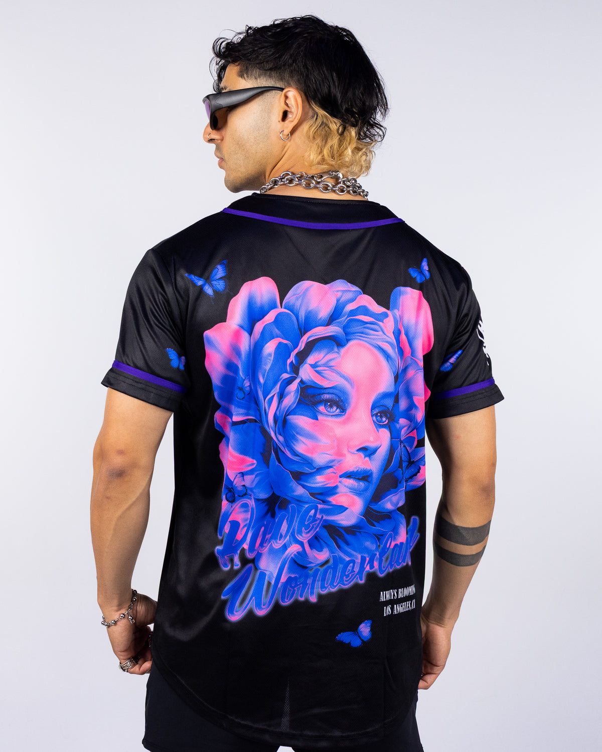 Night Blossom Men's Black Baseball Jersey