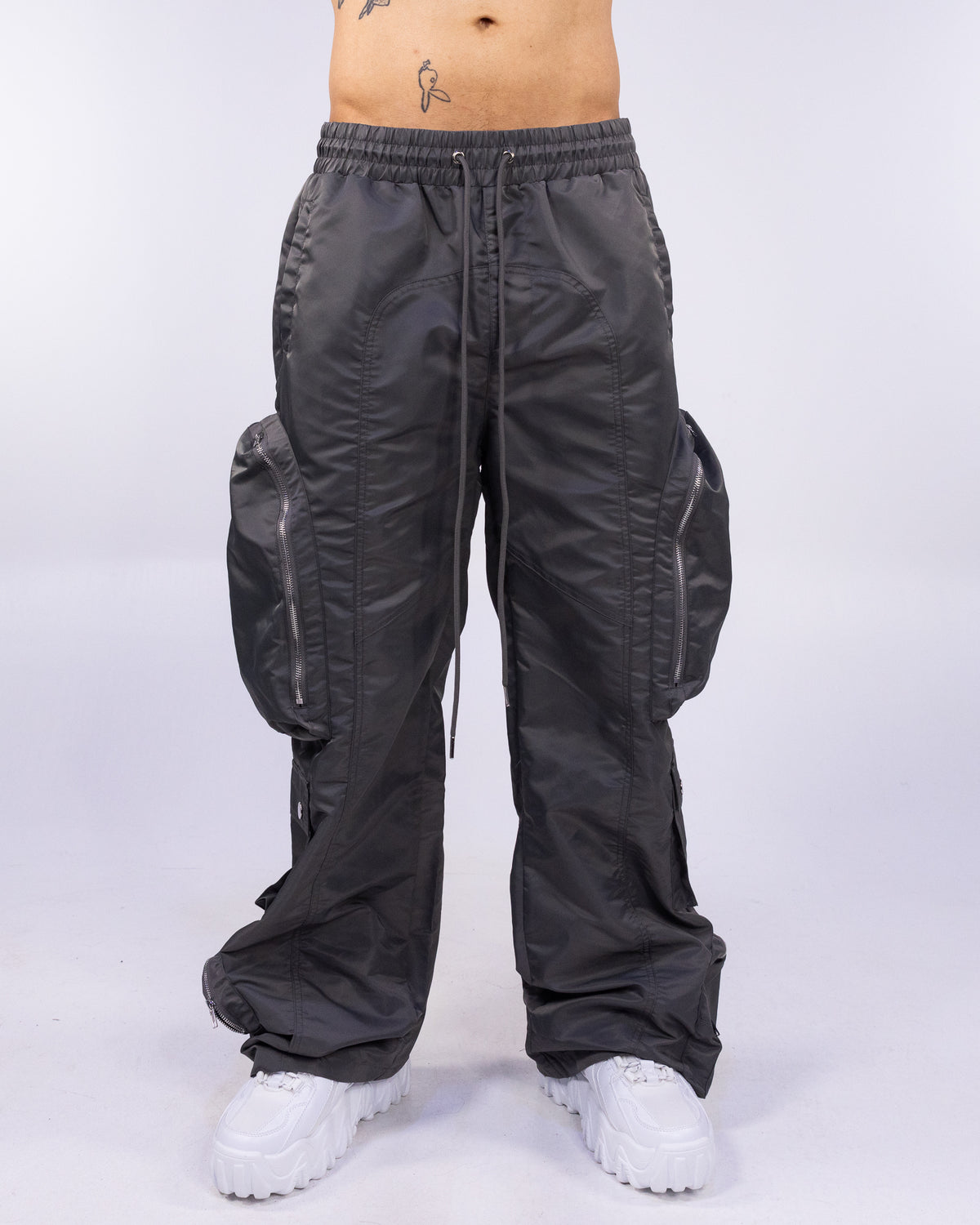 Gray Moon Men's Baggy Zip Cargo Pants