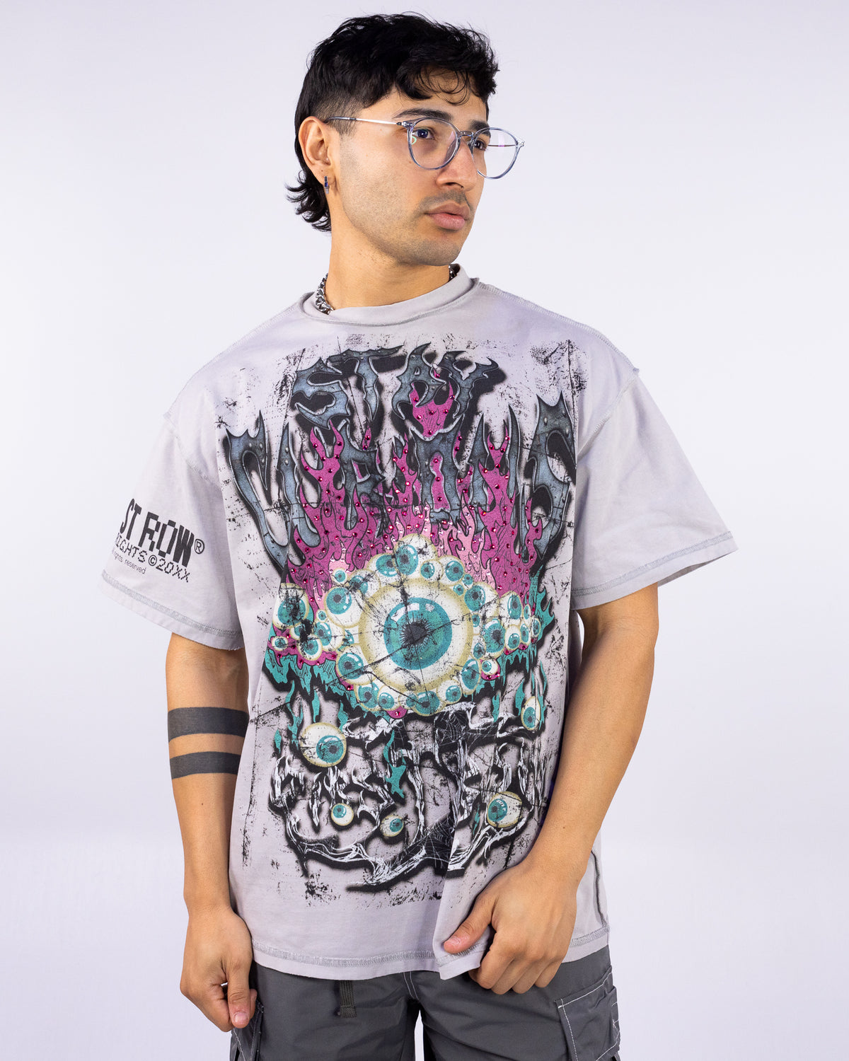 Stay Curious Eyeballs Men's Gray Tee