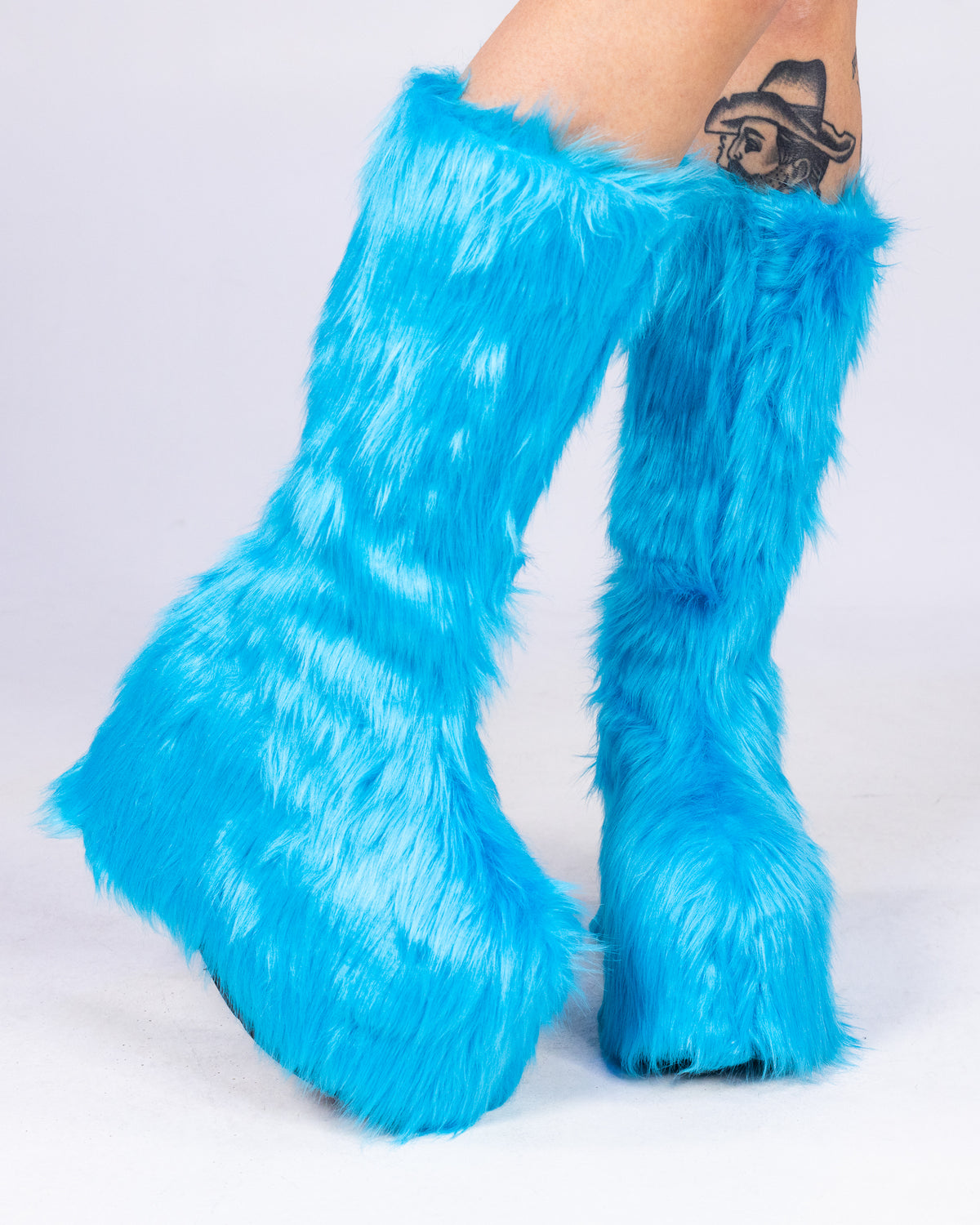 Blue Electric Fuzz Women's Faux Fur Platform Boots