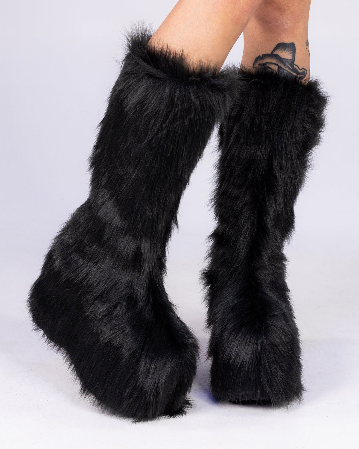 Black Electric Fuzz Women's Faux Fur Platform Boots