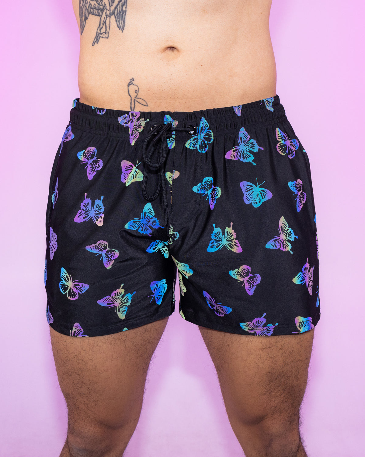 Flash Reflective Butterfly Drawstring Shorts