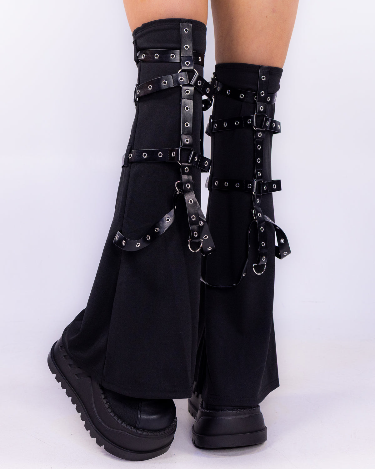 On The Edge Unisex Black Strap Leg Warmers