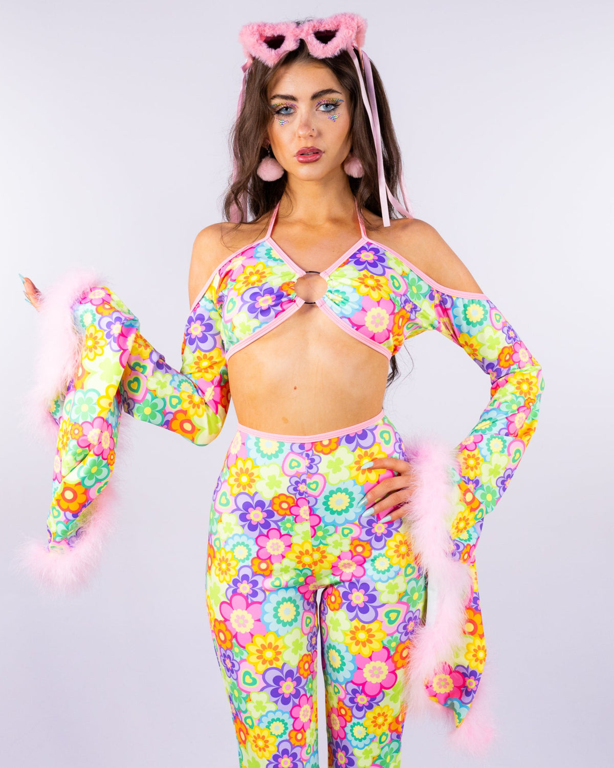 Flower Power Women's Bell Sleeve Halter Top