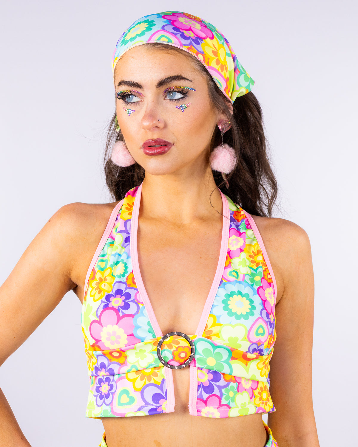 Flower Power Women's Buckle Halter Top
