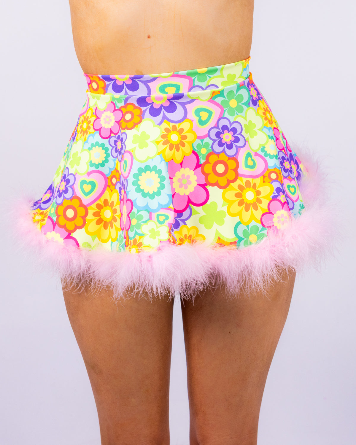 Flower Power Women's Faux Fur Trim Mini Skirt