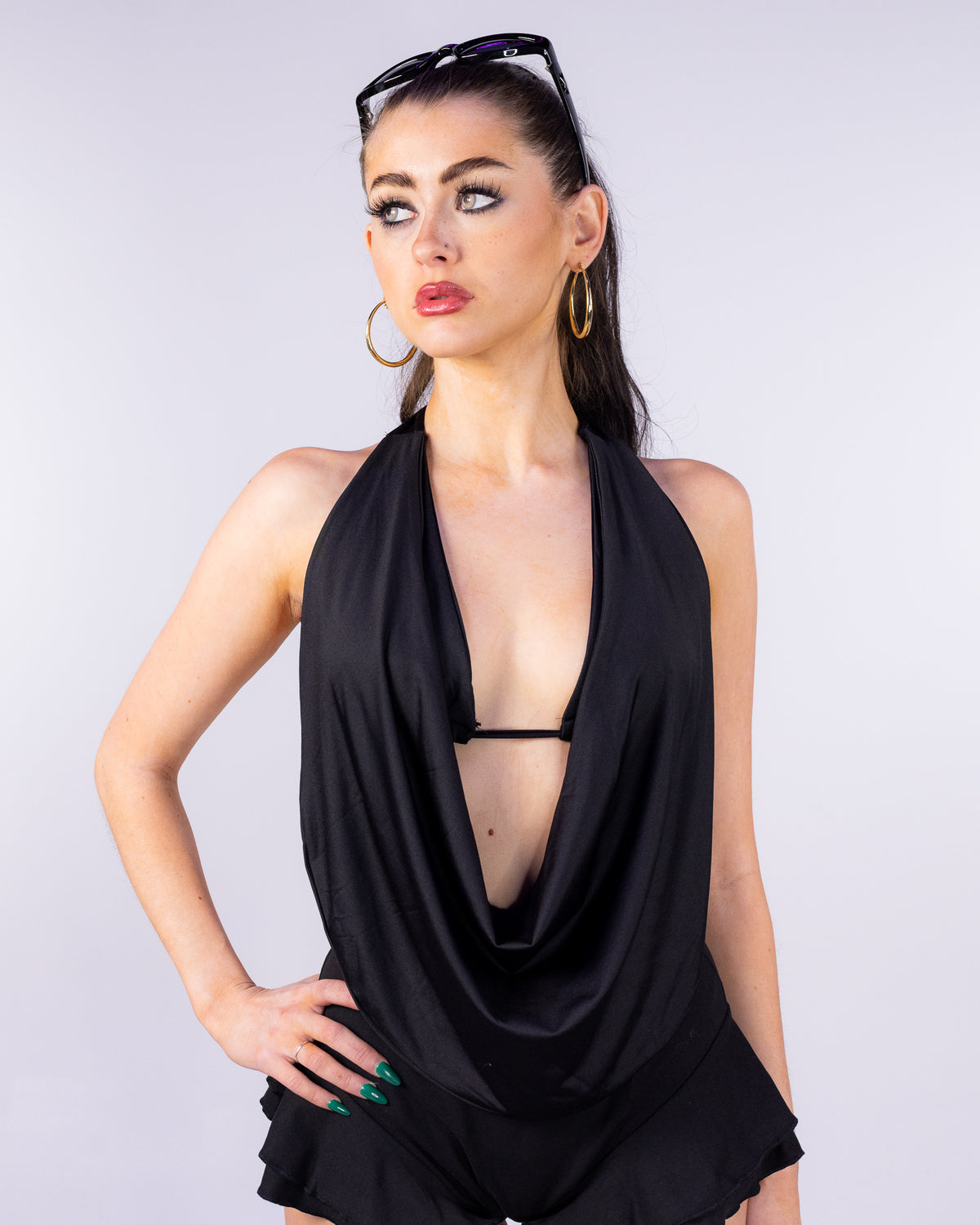 The Deep End Women's Black Drape Top