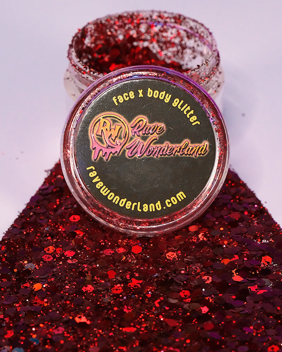 Devil Red Holographic Body and Face Festival Glitter - Rave Wonderland