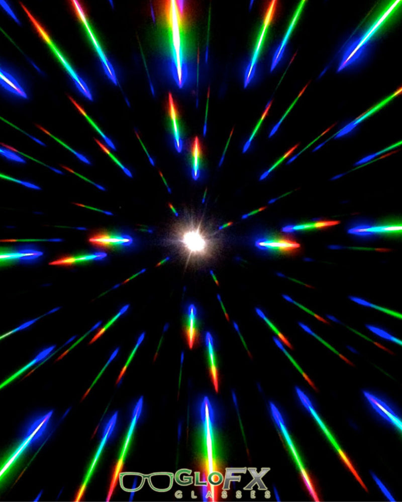 GloFX Black Diffraction Ski Goggles - Rainbow Gradient - Rave Wonderland