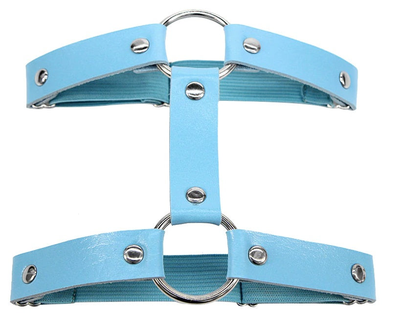 1pc Miss Behaved Dual-Strap Faux Leather O-Ring Leg Garter - Rave Wonderland