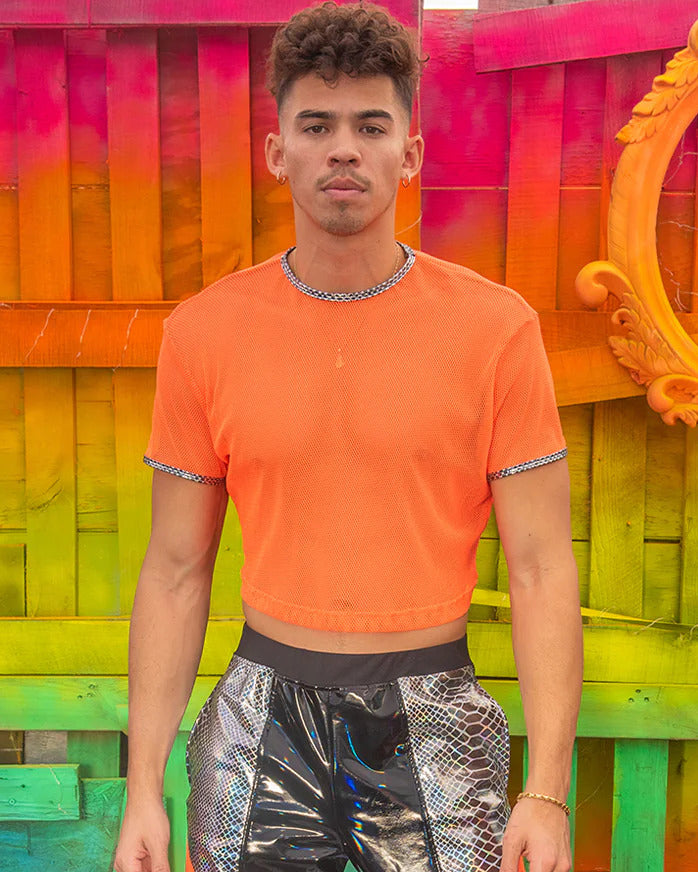 Black Crystal Snake Fishnet Crop