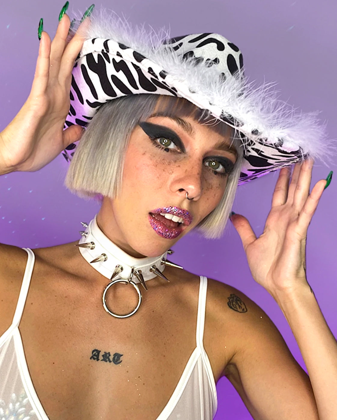 Yee-Haw Faux-Fur Trimmed Cowboy Hat