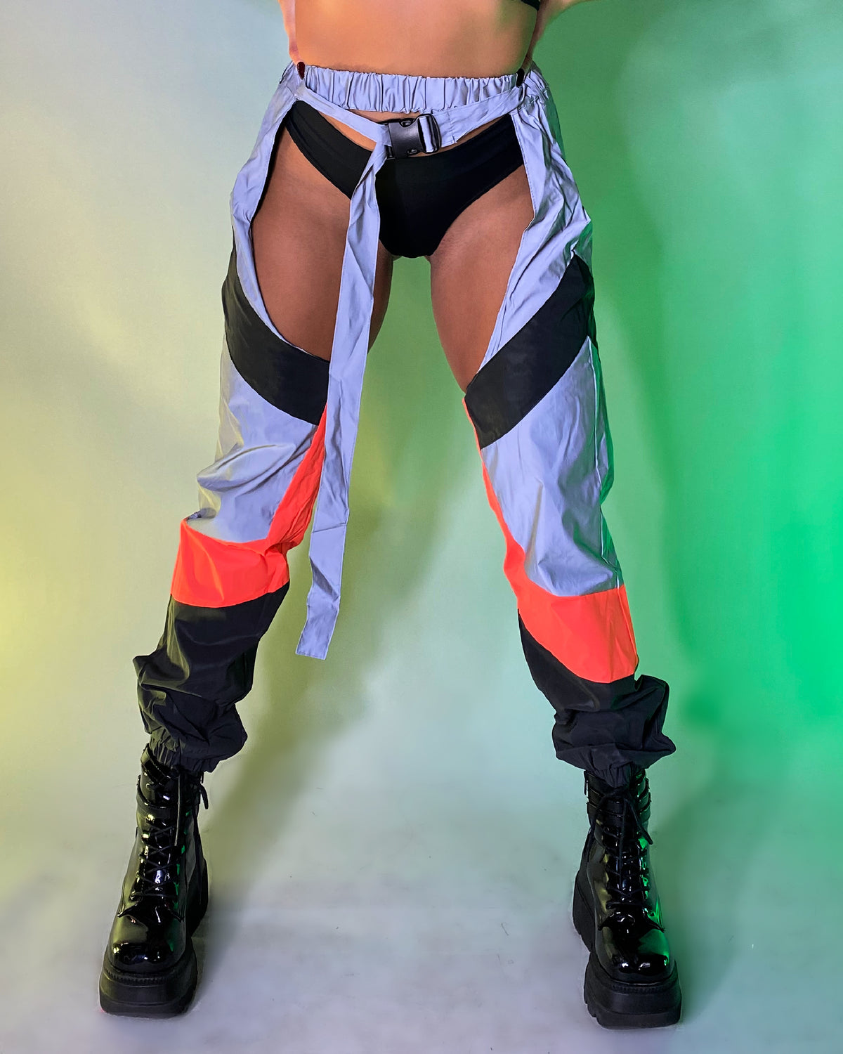 Trip the Light Orange Reflective Chaps - Rave Wonderland