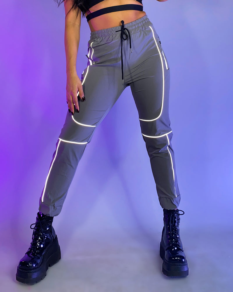 Gray Reflective Joggers - Rave Wonderland