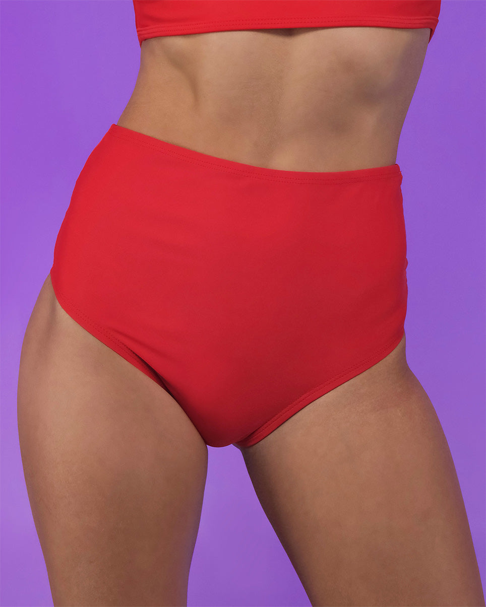 Red High Waist Shorts - Rave Wonderland