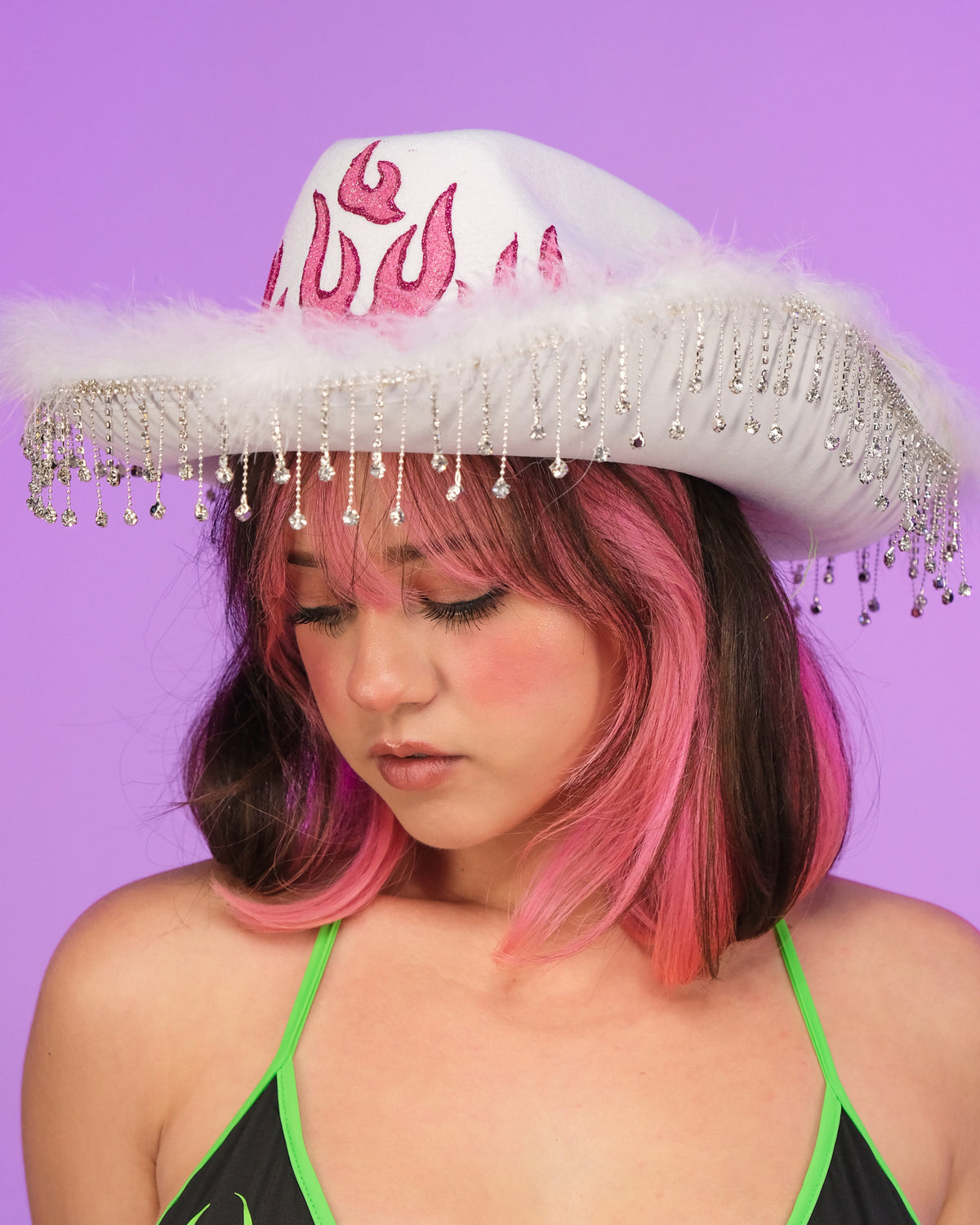 Pink Flame Fringe Cowboy Hat