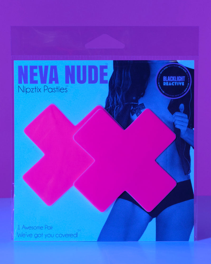 Strawberry Vinyl Pink X Factor Blacklight Reactive Pasties - Rave Wonderland