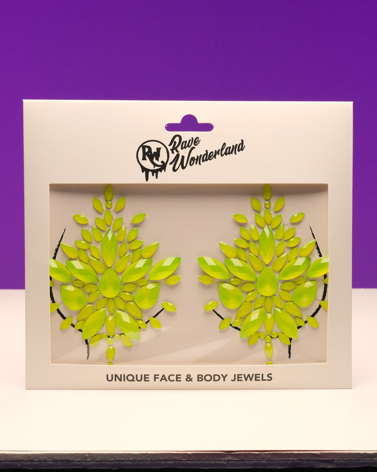 Neon Yellow Black Light Jewel Pasties - Rave Wonderland