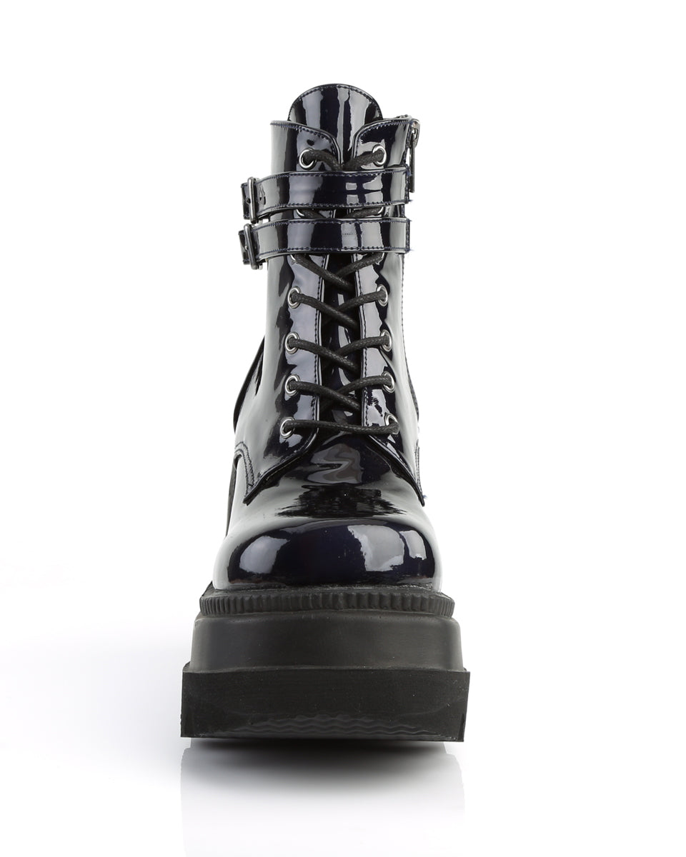 Demonia Holographic Black Stacked Platform Ankle Boots - Rave Wonderland
