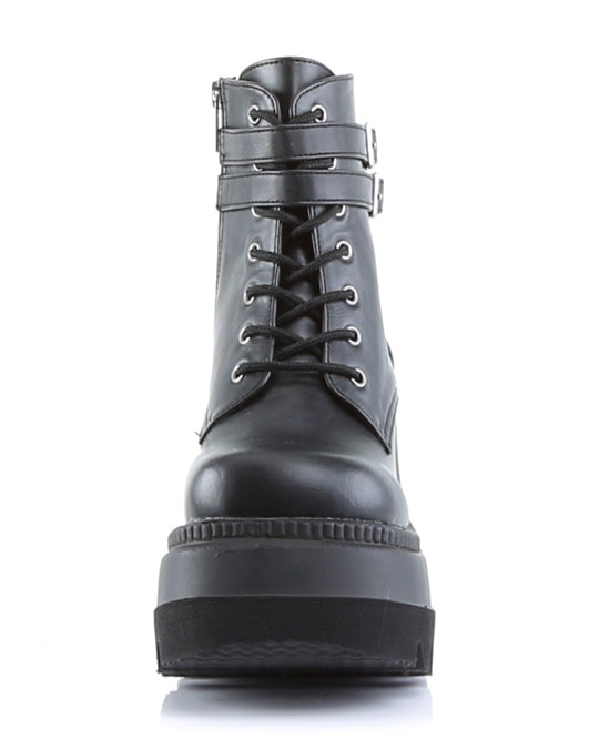 Demonia Matte Black Stacked Platform Boots - Rave Wonderland