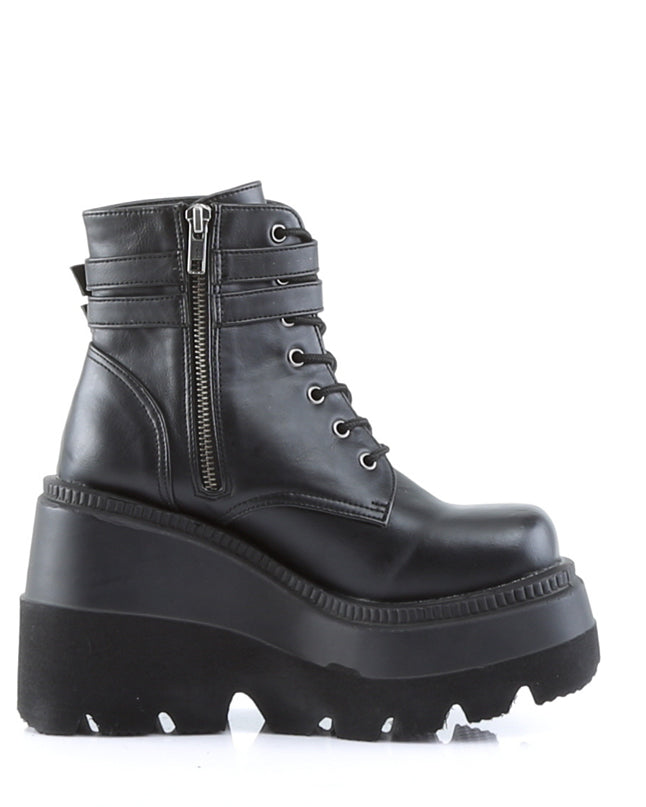 Demonia Matte Black Stacked Platform Boots - Rave Wonderland
