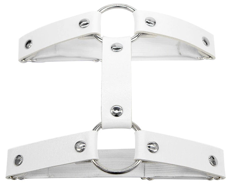 1pc Miss Behaved Dual-Strap Faux Leather O-Ring Leg Garter - Rave Wonderland