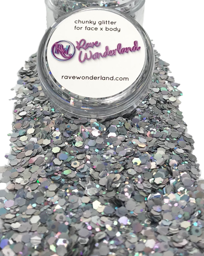Silver Chunk Body and Face Festival Glitter (20 or 30 Grams) - Rave Wonderland